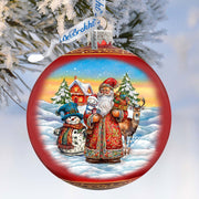 Snowman Splendor Lg Glass Ornament by G.Debrekht - Christmas Santa Snowman Decor - 73944 - Freeyouthzbandz