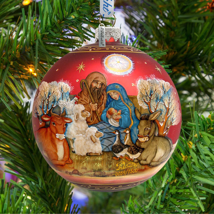 Story of Nativity Ball Glass Ornament Limited Edition by G. DeBrekht - Nativity Holiday Decor - 73853 - Freeyouthzbandz