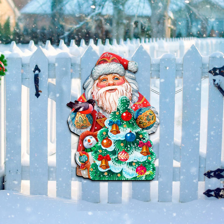 Santa Tree Decorating Christmas Door Decor by G. DeBrekht - Christmas Santa Snowman Decor - 8119181H - Freeyouthzbandz