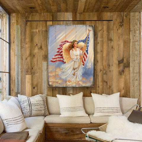 American Angel Art Wooden Wall Art by D. Gelsinger - American Patriotic Decor - 95655B - 0107 - Freeyouthzbandz