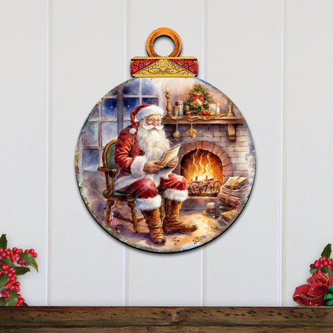 Santa at the Fireplace Wreath Holiday Door Decor by G. Debrekht - Christmas Santa Snowman Decor - 8611089 - 2H - Freeyouthzbandz