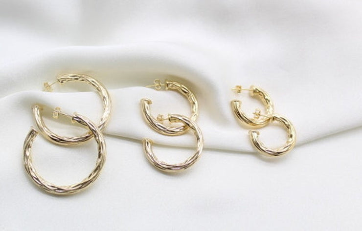Medium Thick Hammered Hoops, Small, Medium or Large (K10 - 12) - Freeyouthzbandz