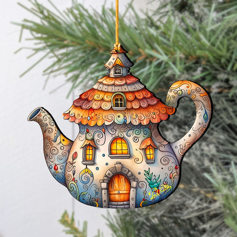 Teapot Decorative Wooden Ornaments by G. Debrekht - Love Family Decor - 8688312 - Freeyouthzbandz