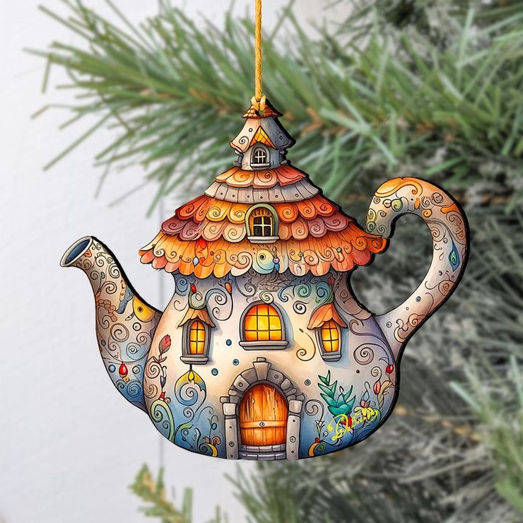 Teapot Decorative Wooden Ornaments by G. Debrekht - Love Family Decor - 8688312 - Freeyouthzbandz