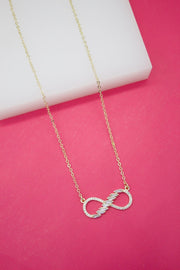 Gold Filled Cubic Zirconia Infinity Pendant Necklace & Earrings Set - Freeyouthzbandz