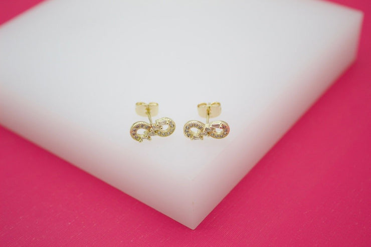 Gold Filled Cubic Zirconia Infinity Pendant Necklace & Earrings Set - Freeyouthzbandz