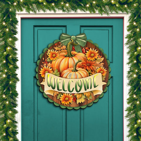 Welcome Front Door Welcome Sign, Wooden Front Porch Decor by G. Debrekht Thanksgiving Halloween Decor - 933123H - Freeyouthzbandz