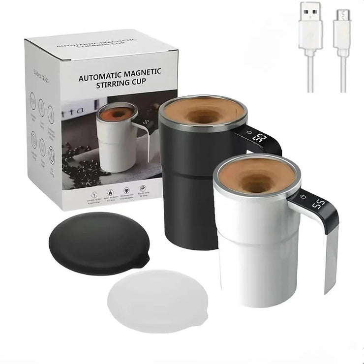 380ML Self - Stirring Electric Coffee Mug Black and White Cup - Freeyouthzbandz