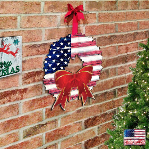 USA American Flag Wreath Holiday Door Decor by G. DeBrekht - American Christmas Decor - 8185302H - USA - Freeyouthzbandz