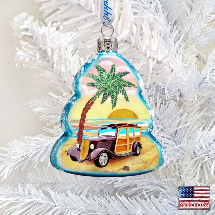 Car Woody Mercury Glass Ornament by G. DeBrekht - Coastal Holiday Decor - 776278 - Freeyouthzbandz