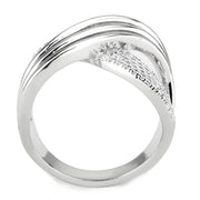 3W1542 - Rhodium Brass Ring with AAA Grade CZ in Clear - Freeyouthzbandz