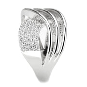 3W1542 - Rhodium Brass Ring with AAA Grade CZ in Clear - Freeyouthzbandz