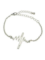 Minimalist Jewellery Gold Silver Black Metal Heartbeat Charm Bracelet for Women - Freeyouthzbandz