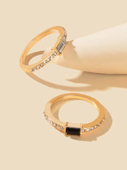Stackable 2 pcs Wedding Promise Rhinestone Multiple Engagement Finger Rings set - Freeyouthzbandz