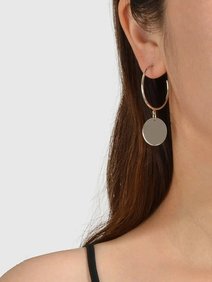 Punk Jewellery Gold Silver Round Disc Geometric Hoop Earrings Women Accessories - Freeyouthzbandz