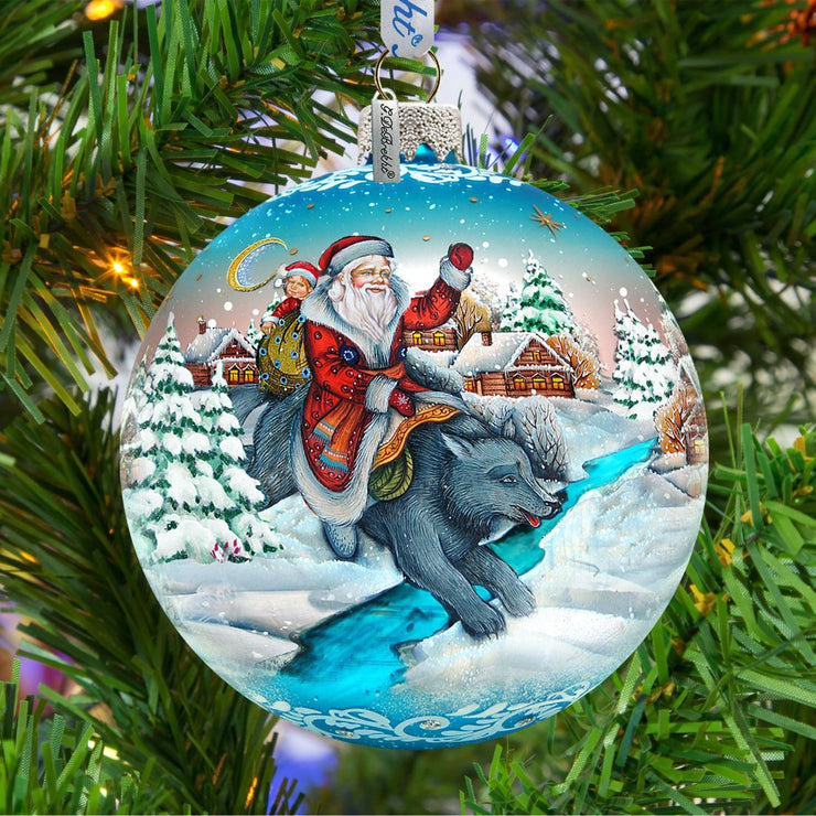 Christmas Arrival Fairytale Glass Ornament Limited Edition by G. DeBrekht - Christmas Santa Snowman Decor - 73866 - Freeyouthzbandz