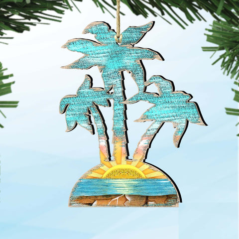 Rustic Palm Trees Wooden Ornaments by G. DeBrekht - Coastal Holiday Decor - 8198415 - Freeyouthzbandz