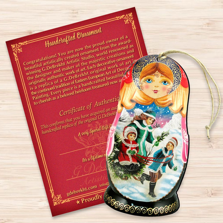 Children Play Matreshka Wooden Ornaments by G. DeBrekht - Christmas Decor - 8110762 - Freeyouthzbandz