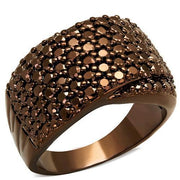 3W1097 - IP Coffee light Brass Ring with AAA Grade CZ in Light Coffee - Freeyouthzbandz