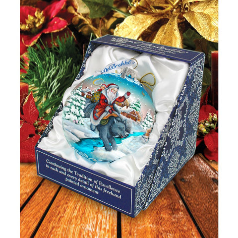 Christmas Arrival Fairytale Glass Ornament Limited Edition by G. DeBrekht - Christmas Santa Snowman Decor - 73866 - Freeyouthzbandz