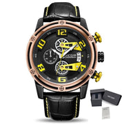 MEGIR Fashion Mens Watches Luxury Sports Watches Leather Strap Army Military Quartz Wristwatch Chronograph Male Clock 2078 - Freeyouthzbandz