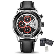MEGIR Fashion Mens Military Sports Watches Luxury Leather Quartz Business Watch Chronograph Waterproof Luminous Date Wristwatch - Freeyouthzbandz