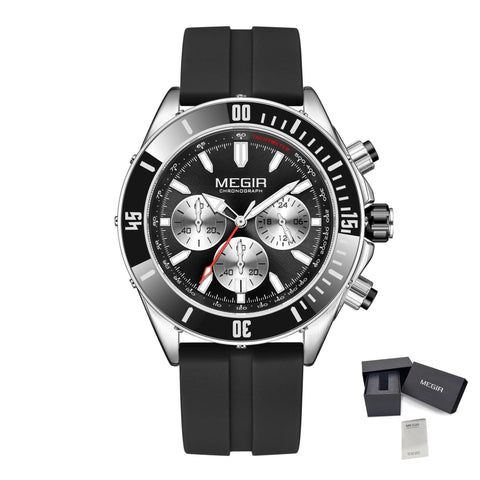 MEGIR Watch with Chronograph Men Fashion Quartz Military Waterproof Calendar Business Casual Wrist Watches Clock Montre Homme - Freeyouthzbandz