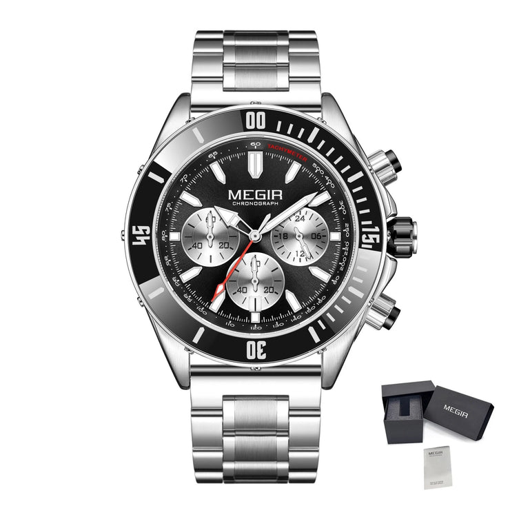 MEGIR Watch with Chronograph Men Fashion Quartz Military Waterproof Calendar Business Casual Wrist Watches Clock Montre Homme - Freeyouthzbandz