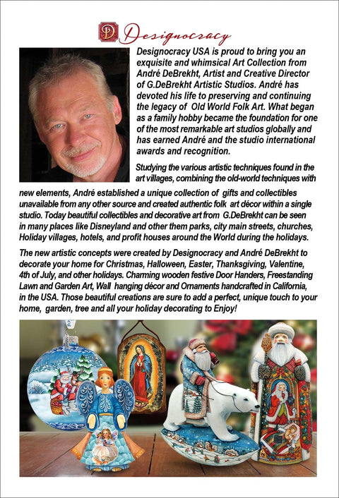 Traveling Santa Wooden Ornaments Set of 3 by G. DeBrekht - Christmas Santa Snowman Décor - 8100001S3 - Freeyouthzbandz