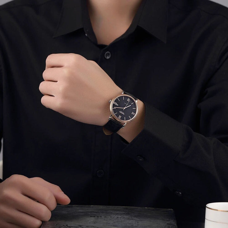 NAKZEN Men Business Automatic Mechanical Watches Brand Luxury Leather Man Wrist Watch Male Clock Relogio Masculino Miyota 9015 - Freeyouthzbandz