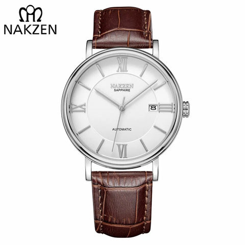 NAKZEN Men Business Automatic Mechanical Watches Brand Luxury Leather Man Wrist Watch Male Clock Relogio Masculino Miyota 9015 - Freeyouthzbandz