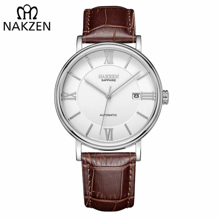 NAKZEN Men Business Automatic Mechanical Watches Brand Luxury Leather Man Wrist Watch Male Clock Relogio Masculino Miyota 9015 - Freeyouthzbandz