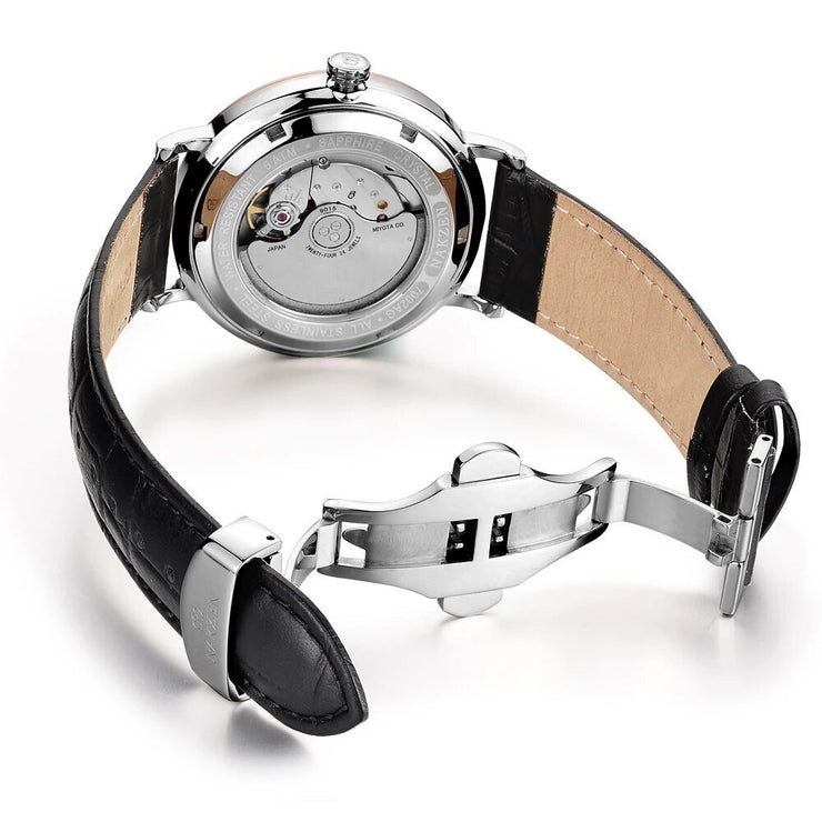 NAKZEN Men Business Automatic Mechanical Watches Brand Luxury Leather Man Wrist Watch Male Clock Relogio Masculino Miyota 9015 - Freeyouthzbandz