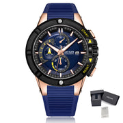 MEGIR Watches for Men Chronograph Fashion Luxury Sports Watches Silicone Strap Waterproof Calendar Quartz Man Clock Wristwatch - Freeyouthzbandz