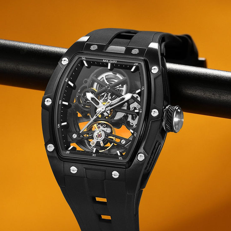 MEGIR Original Fashion Men Watches Automatic Mechanical Watch Steel Case Sport Skeleton Dial Wristwatch Waterproof Clock Reloj Hombre 2242 - Freeyouthzbandz