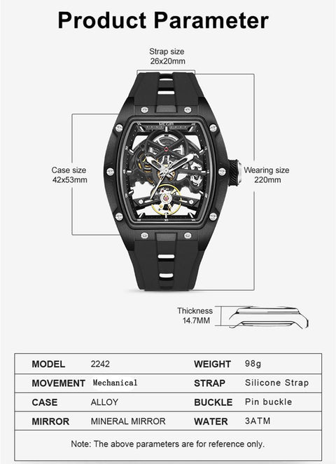 MEGIR Original Fashion Men Watches Automatic Mechanical Watch Steel Case Sport Skeleton Dial Wristwatch Waterproof Clock Reloj Hombre 2242 - Freeyouthzbandz