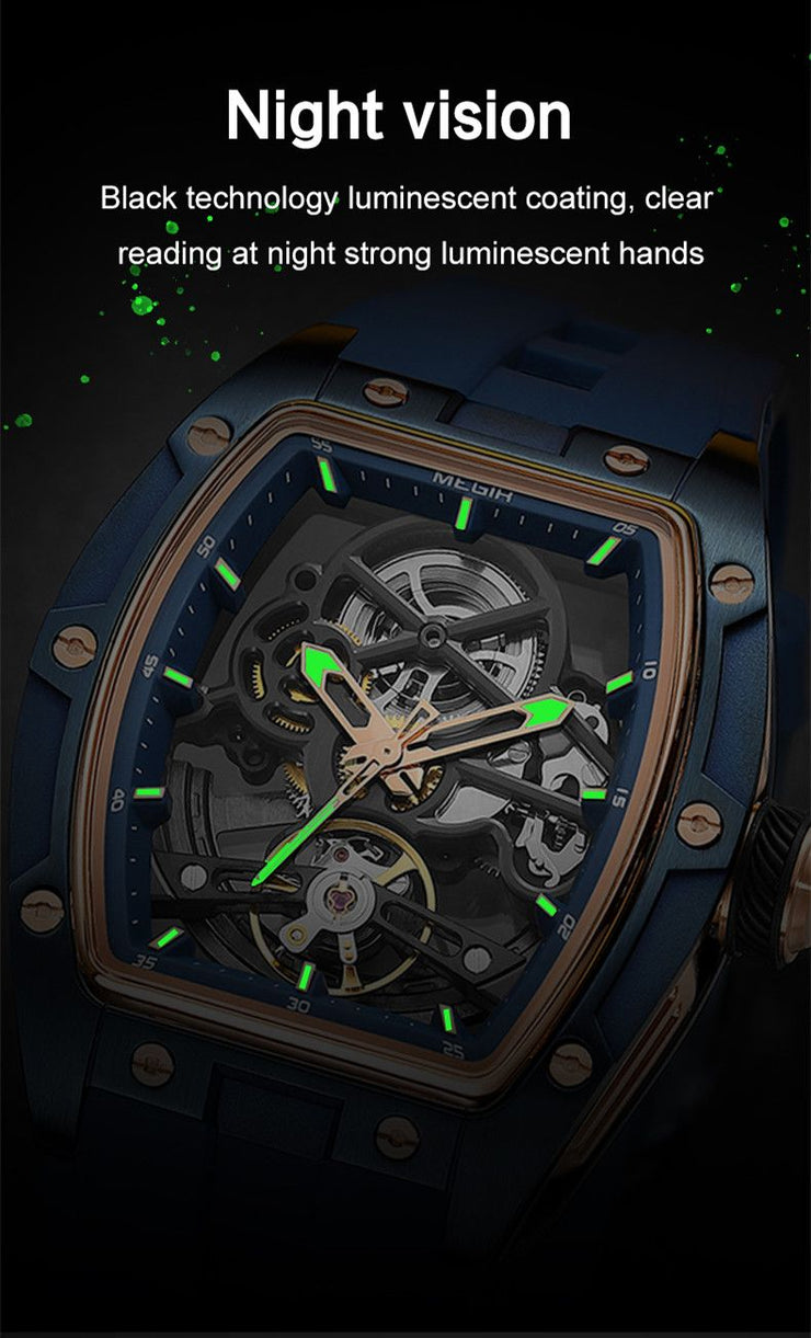 MEGIR Original Fashion Men Watches Automatic Mechanical Watch Steel Case Sport Skeleton Dial Wristwatch Waterproof Clock Reloj Hombre 2242 - Freeyouthzbandz
