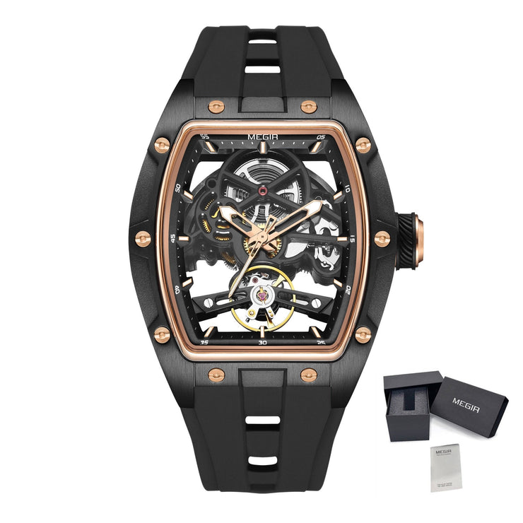 MEGIR Original Fashion Men Watches Automatic Mechanical Watch Steel Case Sport Skeleton Dial Wristwatch Waterproof Clock Reloj Hombre 2242 - Freeyouthzbandz