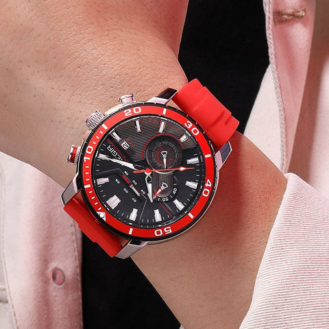 MEGIR Luxury Military Watches for Men Fashion Sport Quartz Wristwatch Waterproof Silicone Band Male Clock Chronograph with Date - Freeyouthzbandz