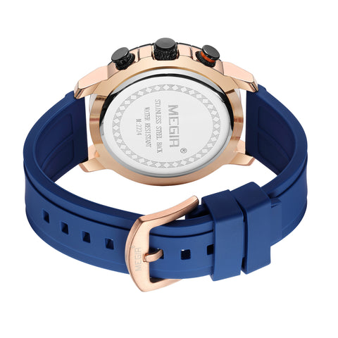 MEGIR Luxury Military Watches for Men Fashion Sport Quartz Wristwatch Waterproof Silicone Band Male Clock Chronograph with Date - Freeyouthzbandz