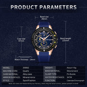 MEGIR Watches for Men Chronograph Fashion Luxury Sports Watches Silicone Strap Waterproof Calendar Quartz Man Clock Wristwatch - Freeyouthzbandz