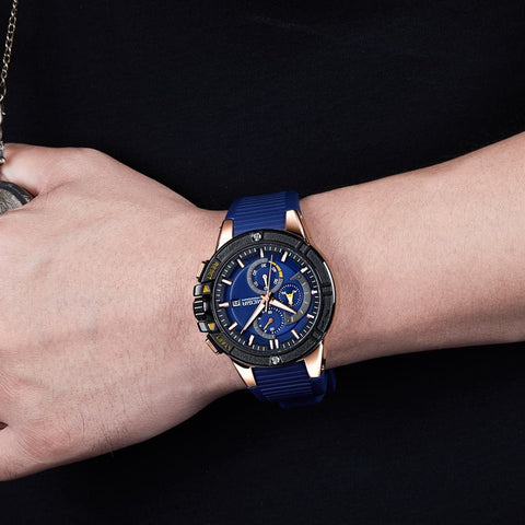 MEGIR Watches for Men Chronograph Fashion Luxury Sports Watches Silicone Strap Waterproof Calendar Quartz Man Clock Wristwatch - Freeyouthzbandz