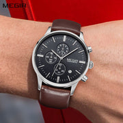 MEGIR Sport Watch for Men Luxury Waterproof Quartz Clock Leather Wristwatch Luminous Military Watches Calendar reloj hombre 2011 - Freeyouthzbandz