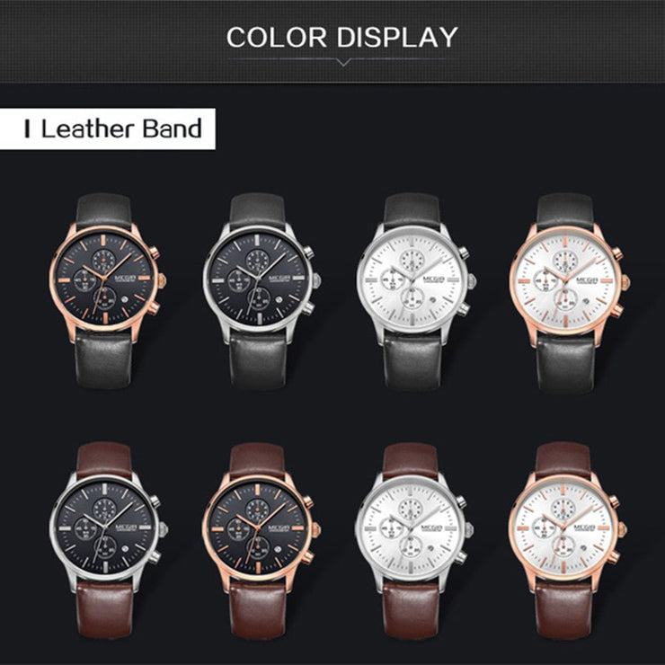 MEGIR Sport Watch for Men Luxury Waterproof Quartz Clock Leather Wristwatch Luminous Military Watches Calendar reloj hombre 2011 - Freeyouthzbandz