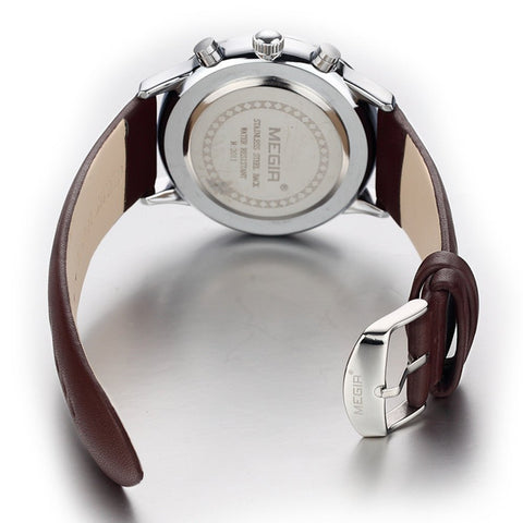 MEGIR Sport Watch for Men Luxury Waterproof Quartz Clock Leather Wristwatch Luminous Military Watches Calendar reloj hombre 2011 - Freeyouthzbandz