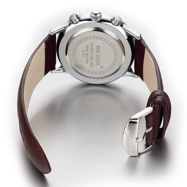 MEGIR Sport Watch for Men Luxury Waterproof Quartz Clock Leather Wristwatch Luminous Military Watches Calendar reloj hombre 2011 - Freeyouthzbandz