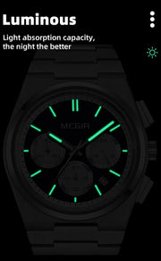 MEGIR Men's Business Watches Original Analogue Quartz Wrist Watch Luminous 5ATM Waterproof Steel Large Dial Clock Reloj Hombre - Freeyouthzbandz