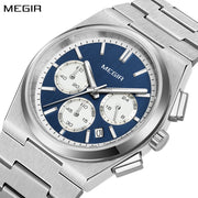 MEGIR Men's Business Watches Original Analogue Quartz Wrist Watch Luminous 5ATM Waterproof Steel Large Dial Clock Reloj Hombre - Freeyouthzbandz