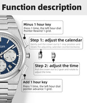 MEGIR Men's Business Watches Original Analogue Quartz Wrist Watch Luminous 5ATM Waterproof Steel Large Dial Clock Reloj Hombre - Freeyouthzbandz