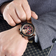 MEGIR Fashion Mens Military Sports Watches Luxury Leather Quartz Business Watch Chronograph Waterproof Luminous Date Wristwatch - Freeyouthzbandz